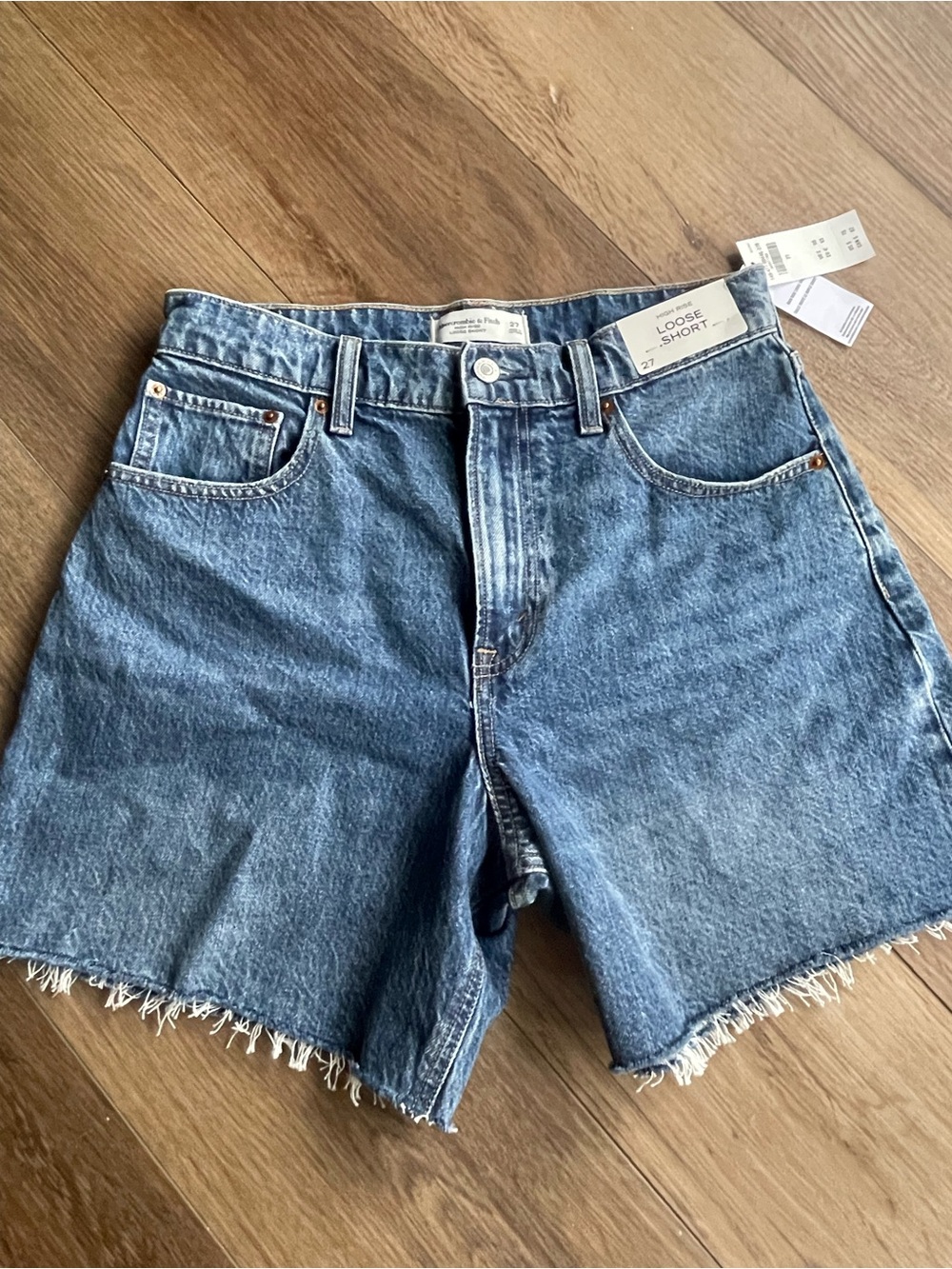 Abercrombie & Fitch High Rise Loose Denim Shorts